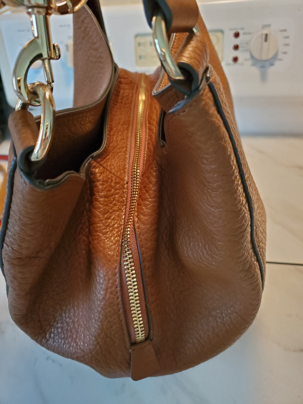 New Vince Camuto Women's Pebbled Leather Hobo Bag - Brown - Picture 14 of 15